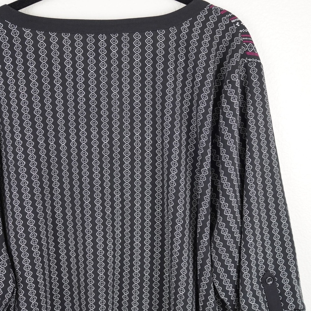 Catherines Black & Pink Boho Print Tunic Top Plus Size 2X 22‎ 24W Button Front - Picture 7 of 9